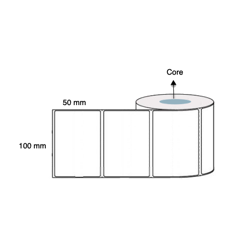 100mm x 50mm x 25mm Thermal Transfer Labels Poly Weatherproof (Rolls of 1,000) LAB10050PPWS40