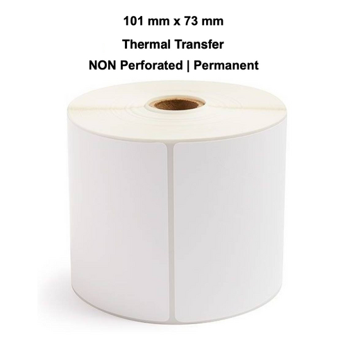 101mm x 73mm Gloss Thermal Transfer Plain Labels LAB10173PGWS40 (10 Rolls x 650)