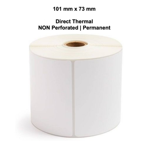 101mm x 73mm Direct Thermal Labels LAB10173TWS40P Permanent Perforated (Rolls x 650)