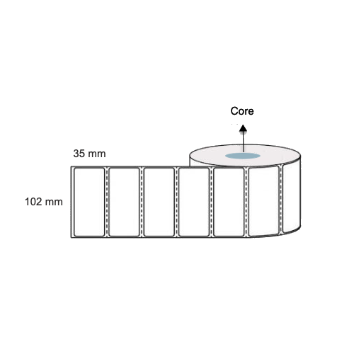 102mm x 35mm Direct Thermal Barcode Labels  25mm core 8000 Labels