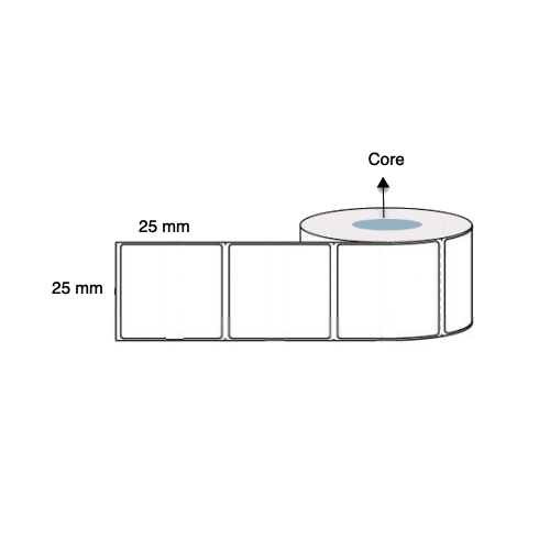 25mm x 25mm x 76mm Thermal Transfer Labels (Rolls of 2,500) LAB2525PWS76