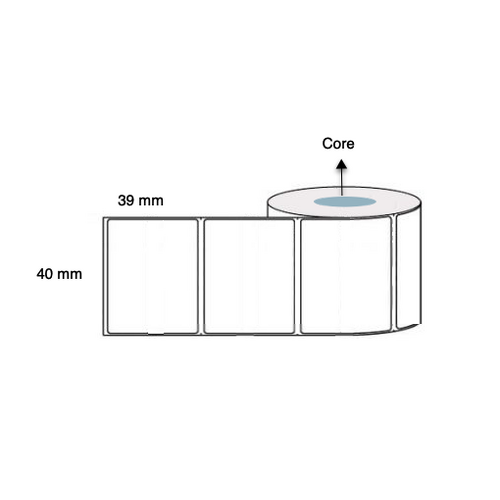 40mm x 39mm x 76mm Core Direct Thermal Labels (Rolls of 3,500) Permanent LAB4039TWS76