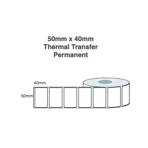 50mm x 40mm Thermal Transfer Labels Poly Weatherproof  (Rolls of 1,000)  LAB5040PPWS40