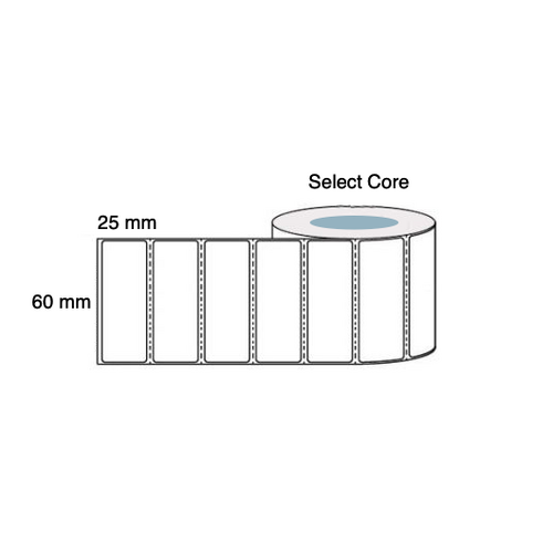 60mm x 25mm Direct Thermal Labels (6 Rolls of 2,000) Permanent LAB6025TWS40