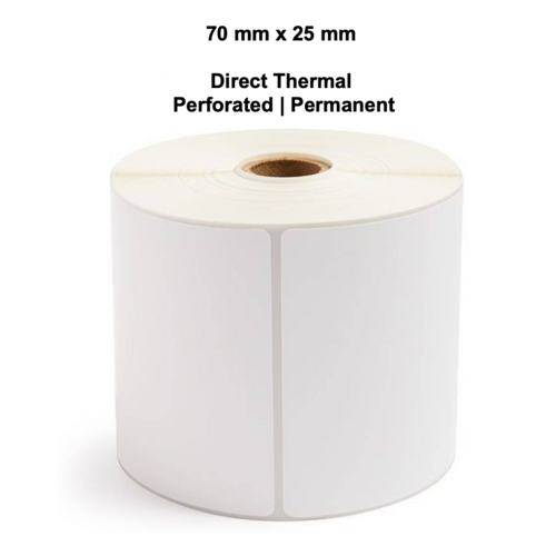 70mm x 25mm Direct Thermal Labels LAB7025TWS40 (5 Rolls of 2,000)