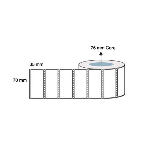 70mm x 35mm x 76mm Thermal Transfer Labels (Rolls of 2,500) Permanent Perforated LAB7035PWS76P