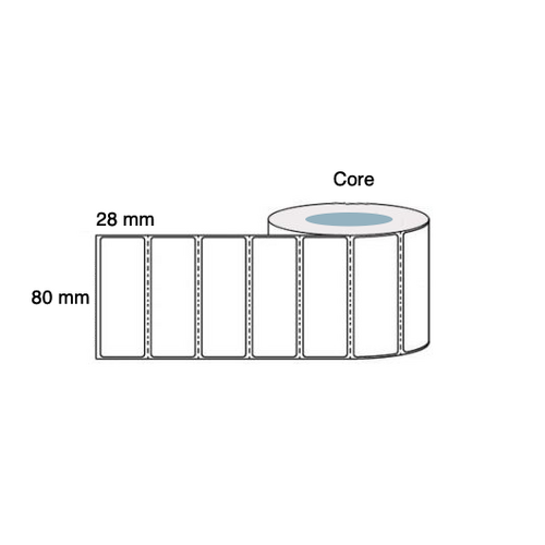 80mm x 28mm x 25mm Direct Thermal Labels Permanent (Rolls of 2,000) LAB8028TWS25