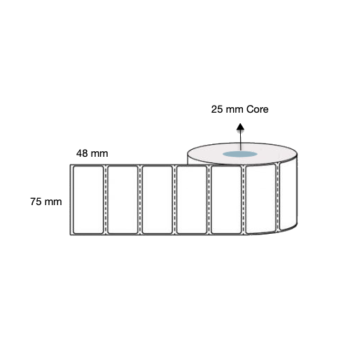 75mm x 48mm x 25mm Direct Thermal Labels Permanent NON Perforated (Rolls of 1,000) LBL754825DTTC