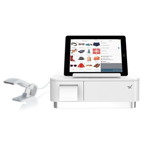 mPOP All in One Receipt Printer, Scanner, Cash Drawer and Tablet Stand (White)