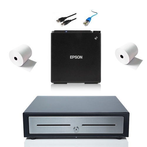 Square Stand Epson m30 Compatible Receipt Printer and Cash Drawer Bundle 