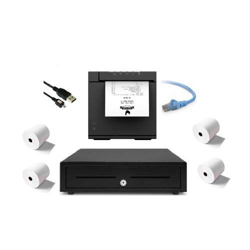 LightSpeed Retail X or R POS Network Bundle - Thermal Receipt Printer, Cash Drawer, Paper Rolls