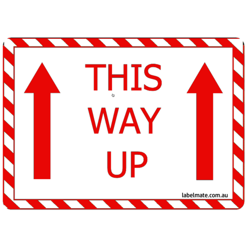 100×75 THIS WAY UP White And Red Warning Label Roll Black Printed